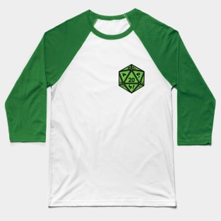 (Pocket) Green D20 Dice (Black Outline) Baseball T-Shirt